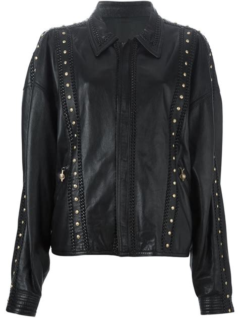 versace leather studded jacket|vintage Versace leather jacket.